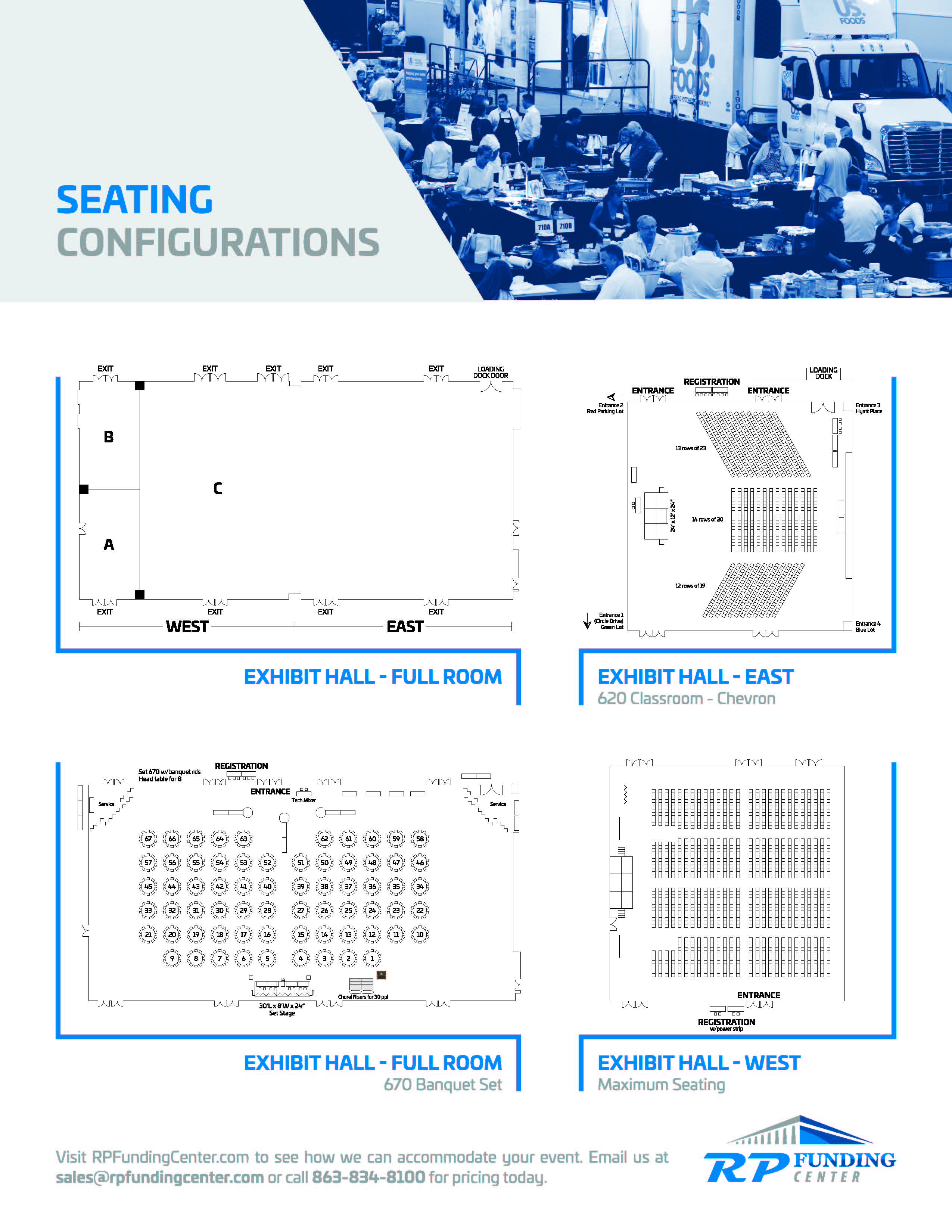 Exhibit hall seating configurations